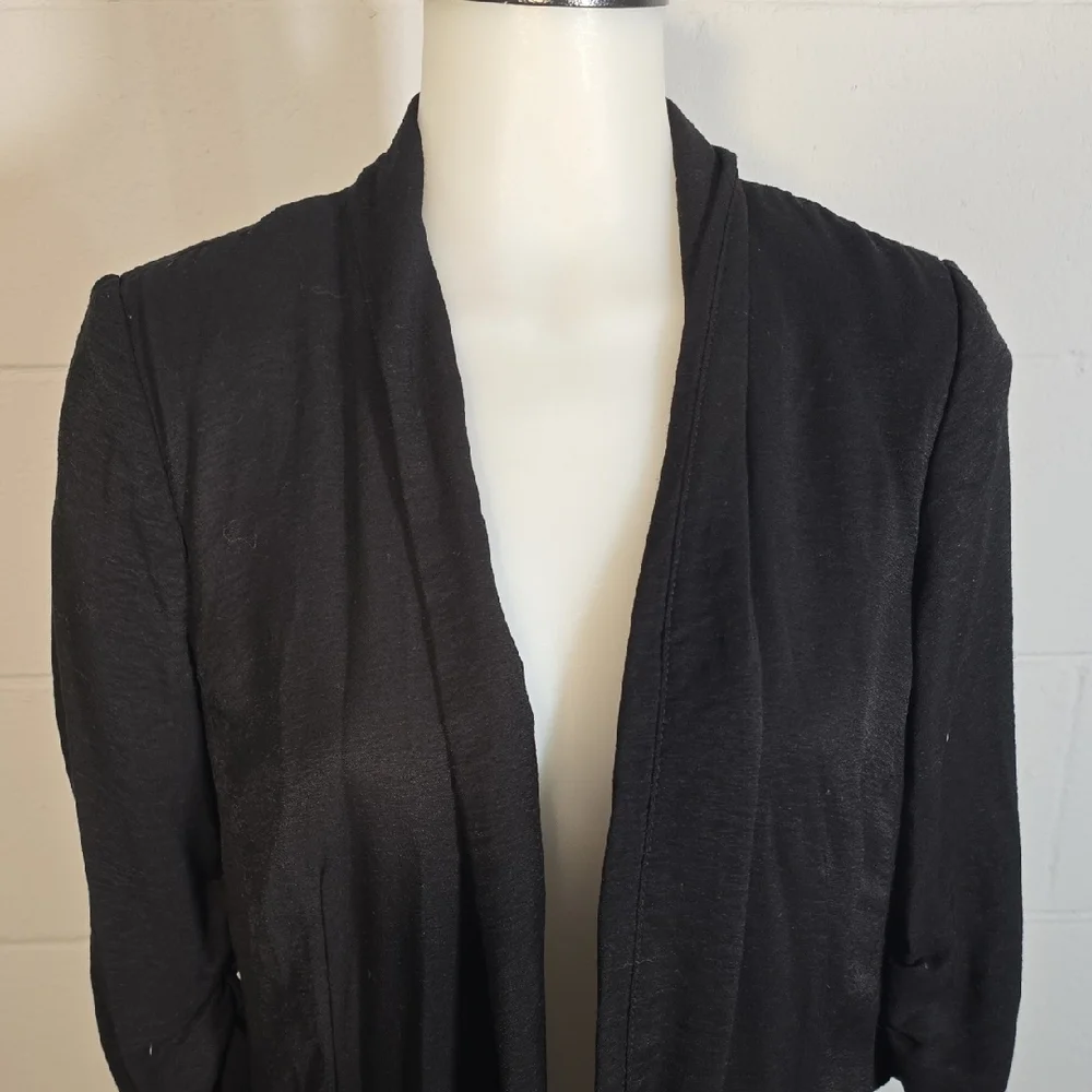 Black Open Front Cardigan - Picture 3 of 9